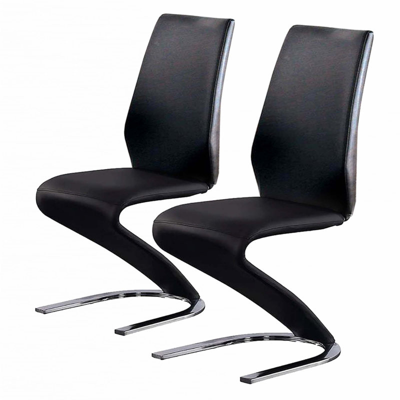 Ensemble de 2 chaises d'appoint rembourrées en similicuir noir et chrome