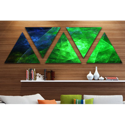 Abstract Green Rotating Polyhedron Canvas Graphic Art Multi-Piece - Polyhedron Design