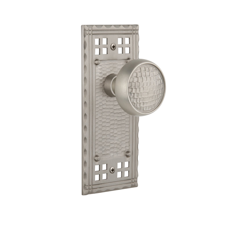 Craftsman Plate with Craftsman Door Knob, Satin Nickel