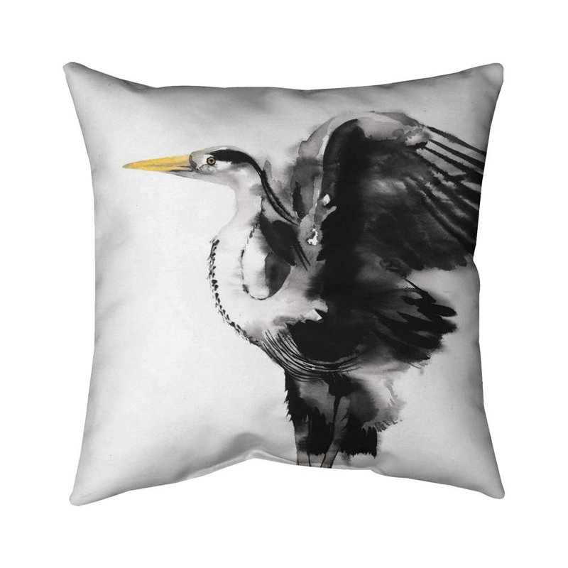 Heron - 18"x18" Throw pillow cover - Poly twill - Print on demand, 18" H x 18" W