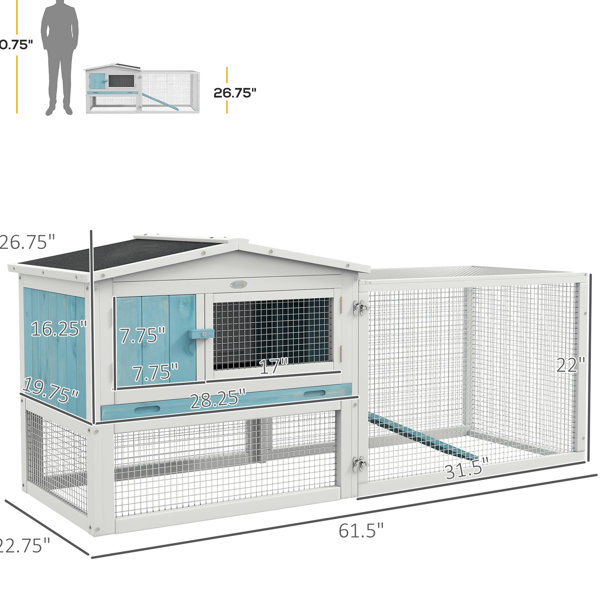 Archie & Oscar™ Rabbit , 2-storey House With Detachable Run & Extra ...