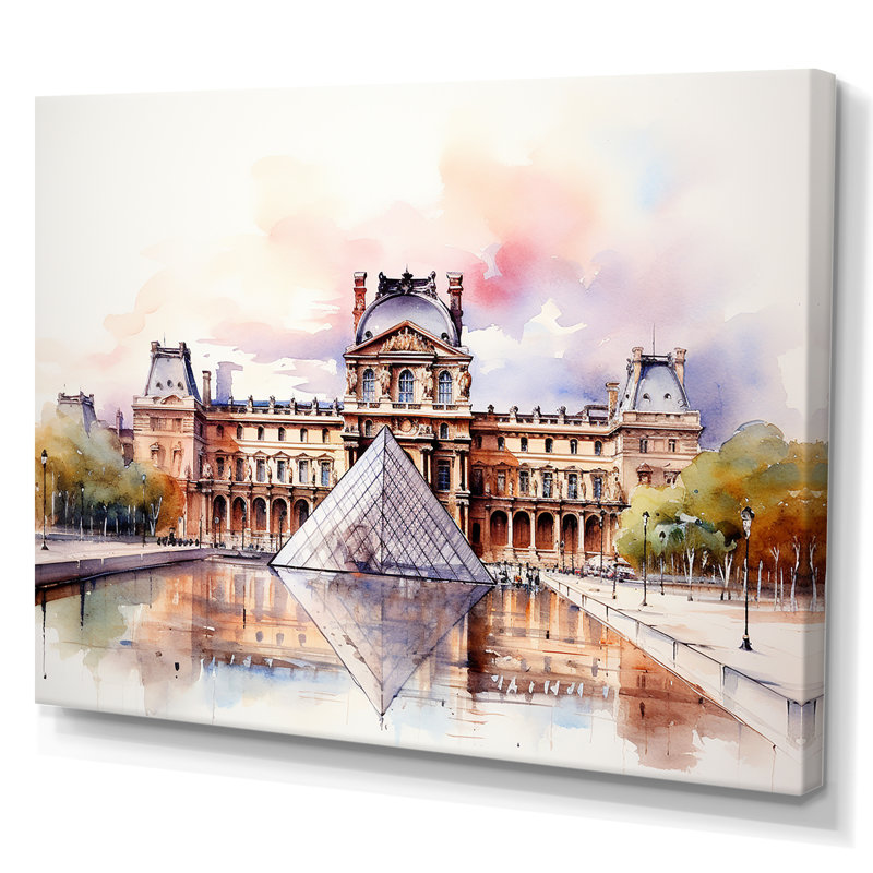 «Paris Le Louvre Essence - City Paris», art mural, Toile tendue, H 12 po x l 20 po x P 1 po