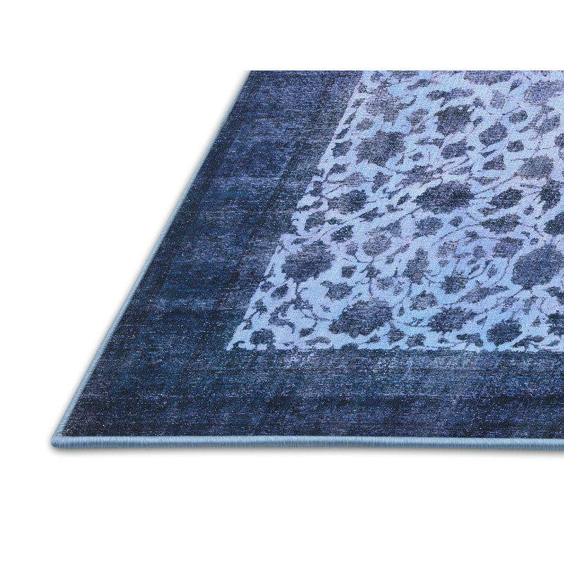 Tapis bleu marine/blanc traditionnel Antiope, Rectangle 8 pi x 10 pi