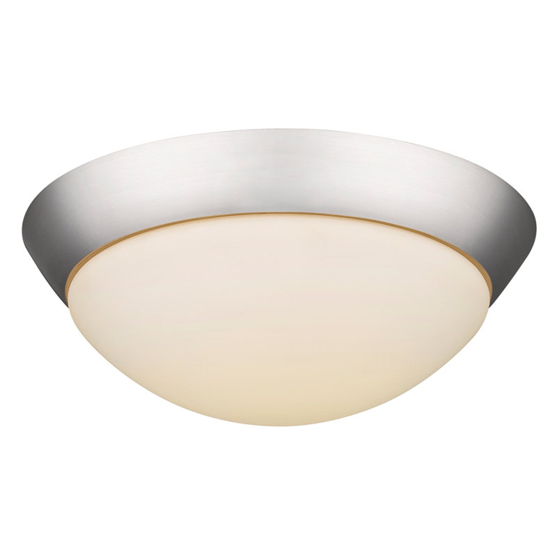 Viviano Glass Flush Mount, 18W LED, Satin Nickel