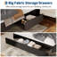 Structure de lit avec 3 grands tiroirs de rangement, lit plateforme tapissier en tissu, support de lattes en bois, aucun sommier requis-1782000141