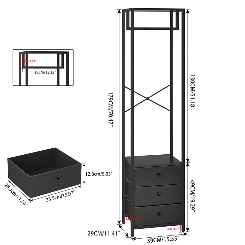 Metal Freestanding Coat Rack, Black