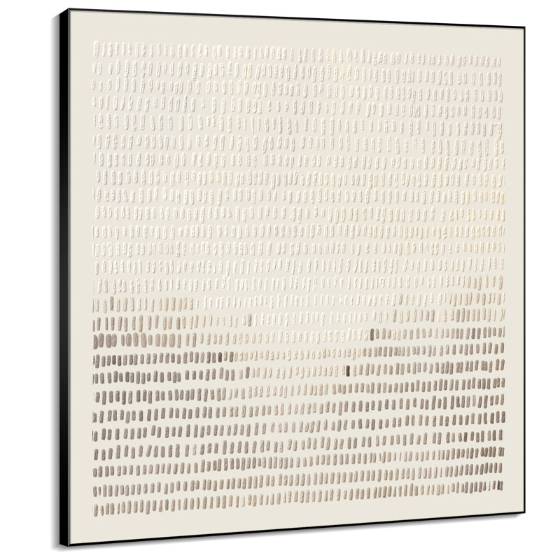 Abstrait géométrique moderne blanc cassé très grand, art mural encadré, H 60 po x l 60 po