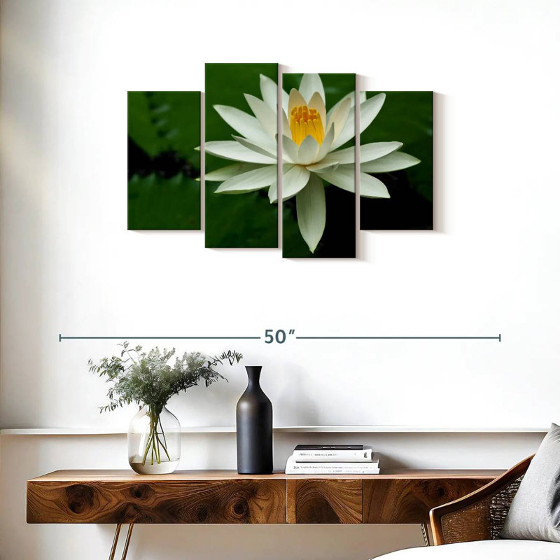 Fleur de lotus blanche Harnek, H 22 po x l 36 po
