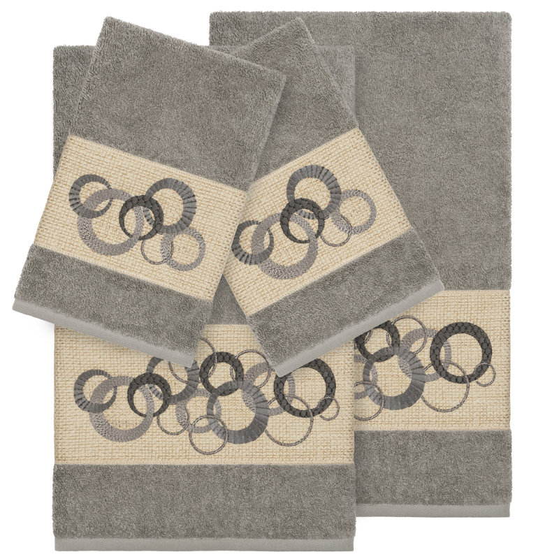Annabelle 4 Piece Turkish Cotton Towel Set, Dark Gray