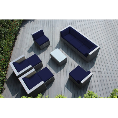 Kiara Wicker 7 - Person Seating Group with Cushions - No Assembly