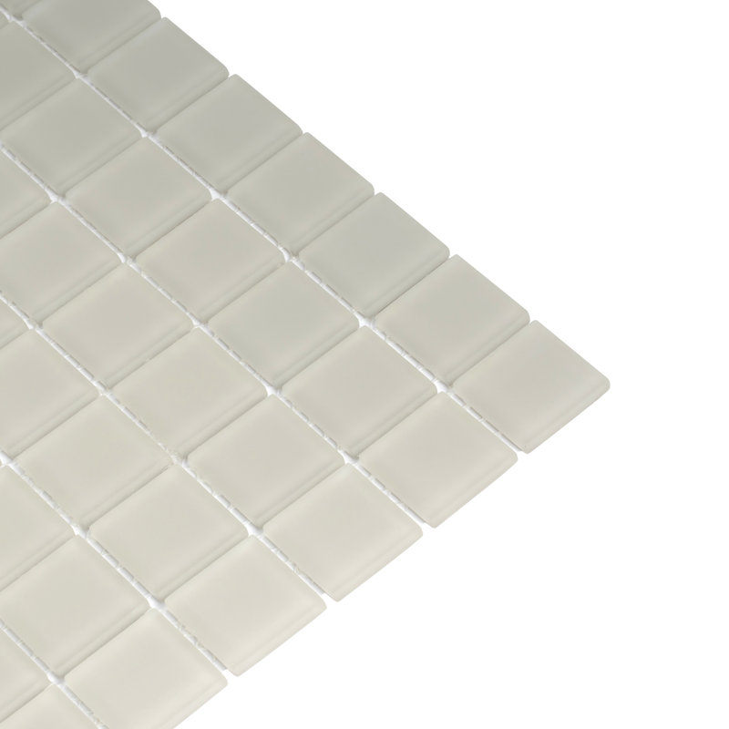 1" x 1" Polished Glass Mosaic Tile, Warm Greige