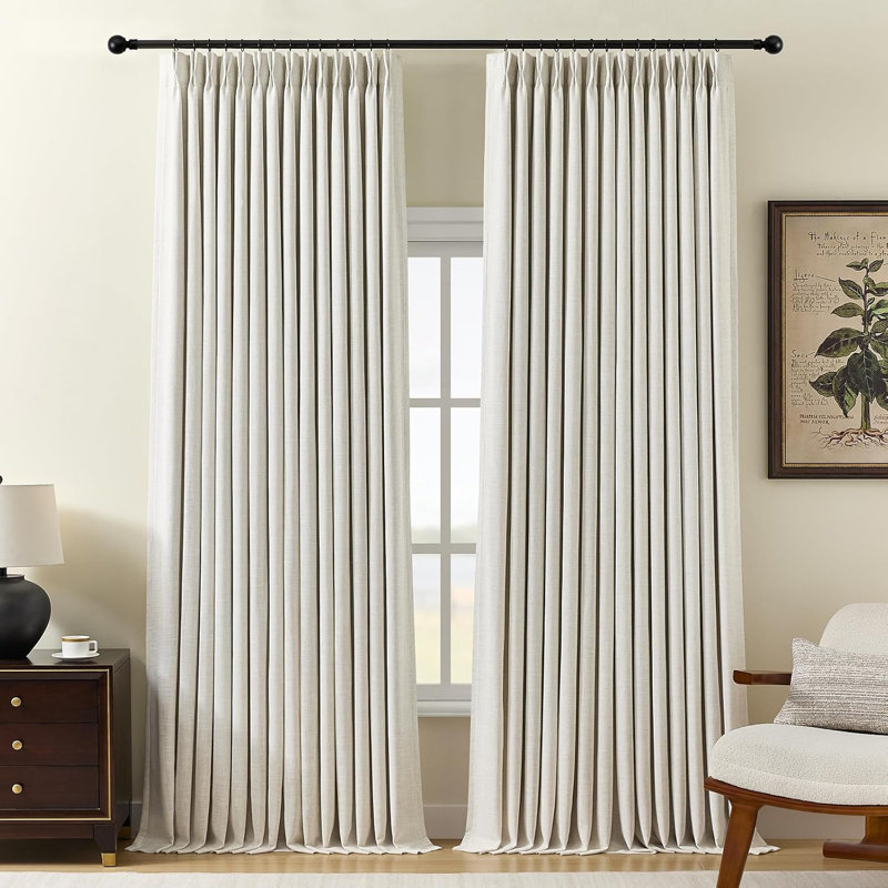 YZ Home Linen Pinch Pleated 100% Blackout Curtains for Bedroom and Living Room Darkening Thermal Window Curtain Drapes with 16pc Hooks(2 pages)