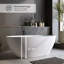 Baignoire 66,6 po à surface solide matte, baignoire à tremper à surface solide, baignoire autoportante en résine de pierre, baignoires autoportantes à rebord épais avec trop-plein, bonde escamotable, blanc mat (ovale)