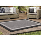 Fitzgerald Grey Black Border Indoor Outdoor Area Rug
