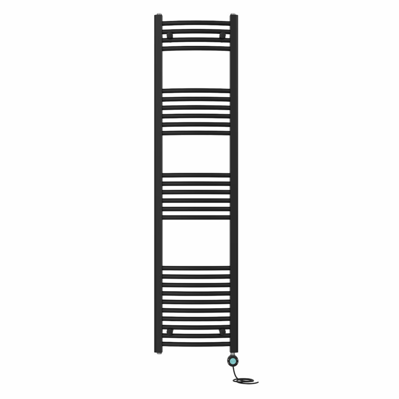 Amyleigh Curved Towel Rail Heated Towel Rails, 160cm H x 40cm W x 4.5cm D, Black