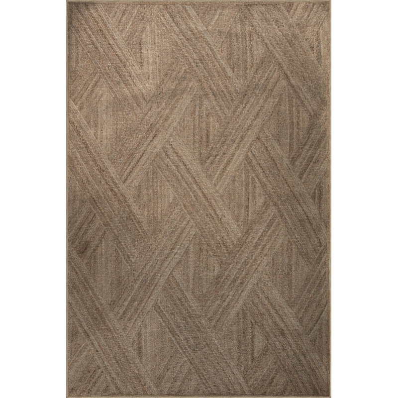 Tapis décoratif moderne à motif géométrique brun et beige à motif géométrique, Rectangle 3 pi 4 po x 6 pi 7 po