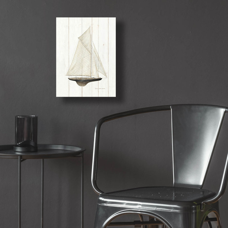 Art mural en verre 24 "x 36" Breakwater Bay "Sailboat 1" par David Carter, H 16 po x l 12 po x P 0,13 po