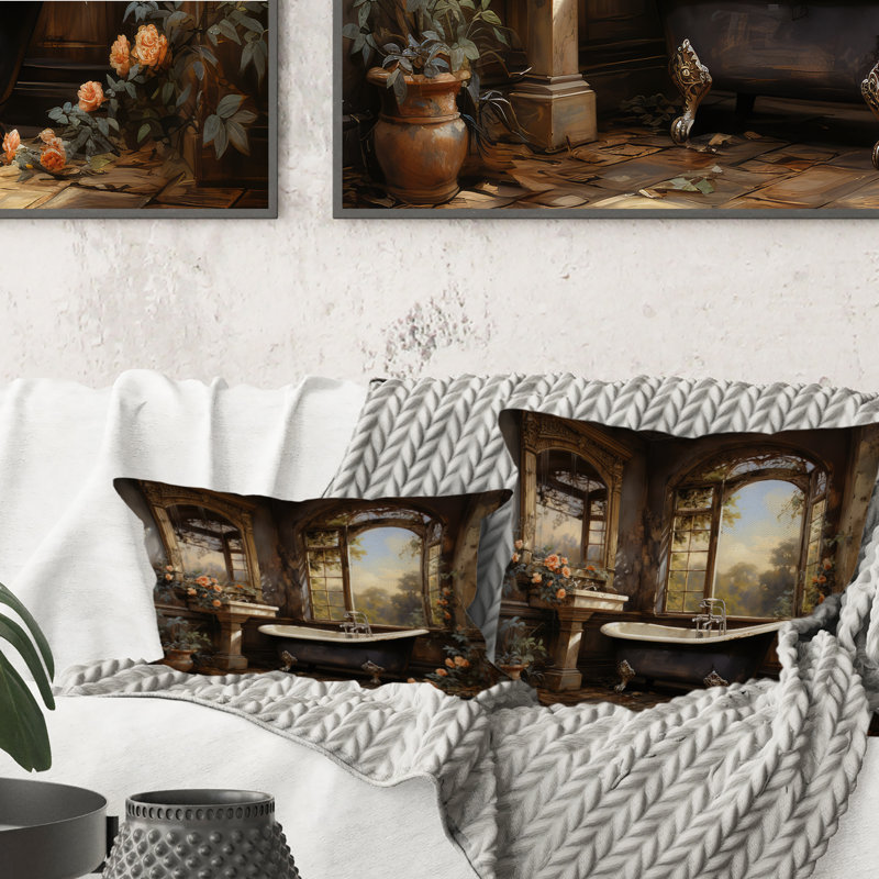 Bathroom Vintage Elegance I - Bathroom Printed Pillow, 12"H x 20"W, Rectangular