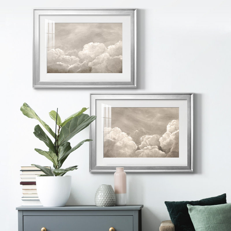 Painted Clouds I - Ensemble de 2 reproductions de cadres photo, H 24,5 po x l 37 po x P 1 po, Cadre argenté