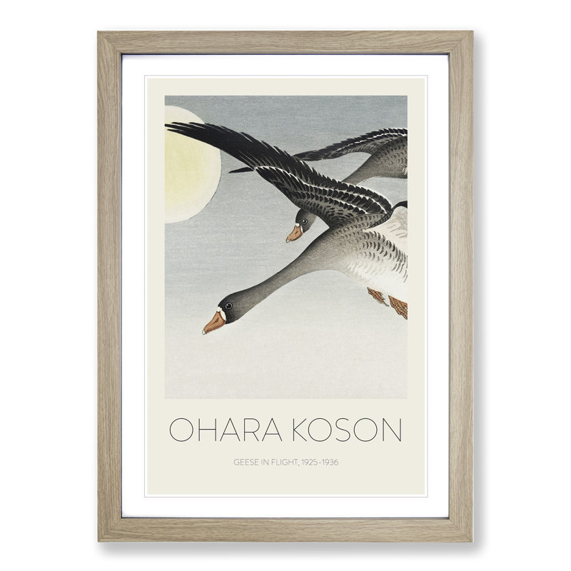 Geese in Flight 1 Piece Single Picture Frame Wall Art, 36cm H x 27cm W x 2cm D, Oak Framed
