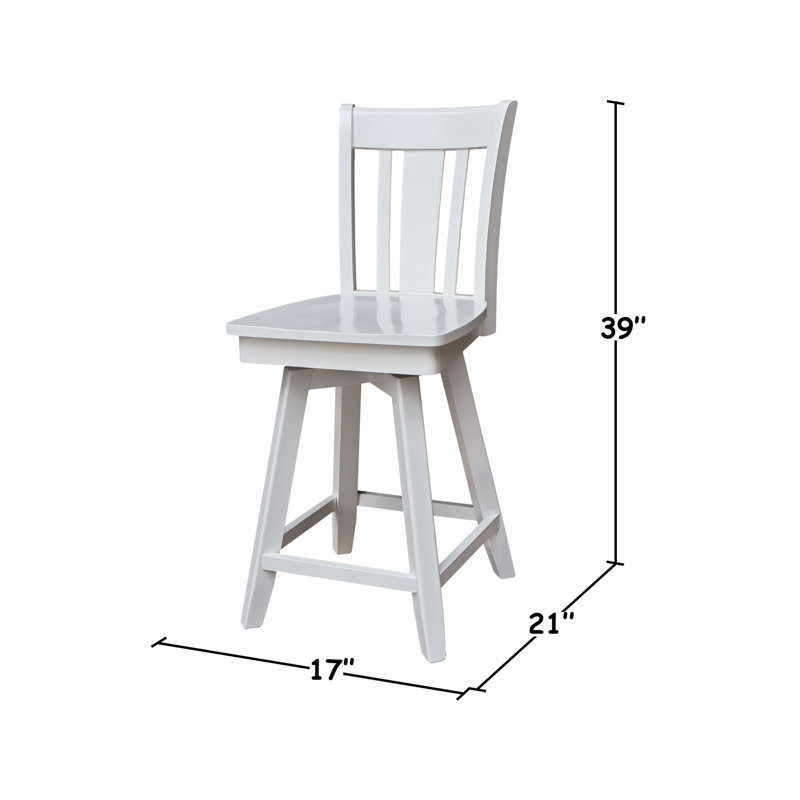 Derene Swivel Solid Wood Counter Stool, White