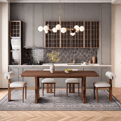 Retro Simple Design Rectangular Dining Table Set