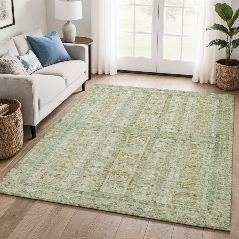 Premium Machine Washable Mayfield Striped Rug, Green, 10' x 14'