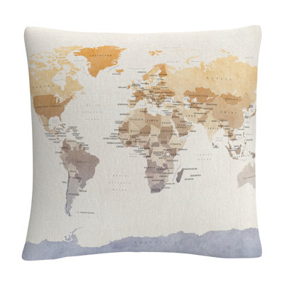 Watercolour Political Map of the World Throw Pillow