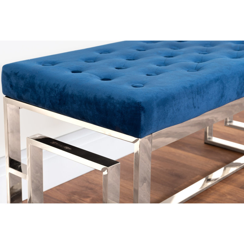 Banc rembourré Allegra, Bleu / Argent