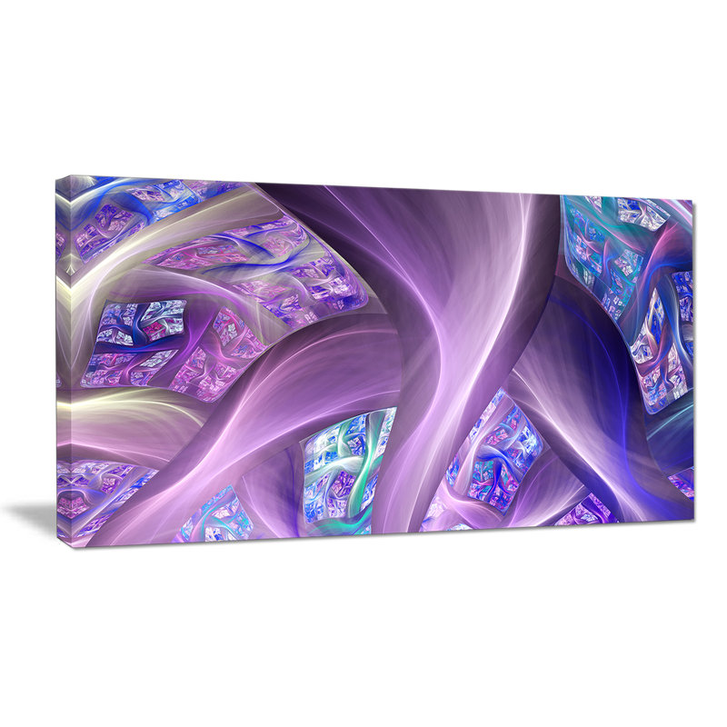 « mauve blue curves fractal », impression sur toile tendue, H 16 po x l 32 po x P 1 po
