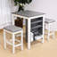 Comptoir 3 pièces, conception rustique, assemblage facile, bois massif +, plateau blanc délavé, tabourets confortables, tablettes latérales, rangement intégré, assemblage rapide avec style moderne, construction, installation,