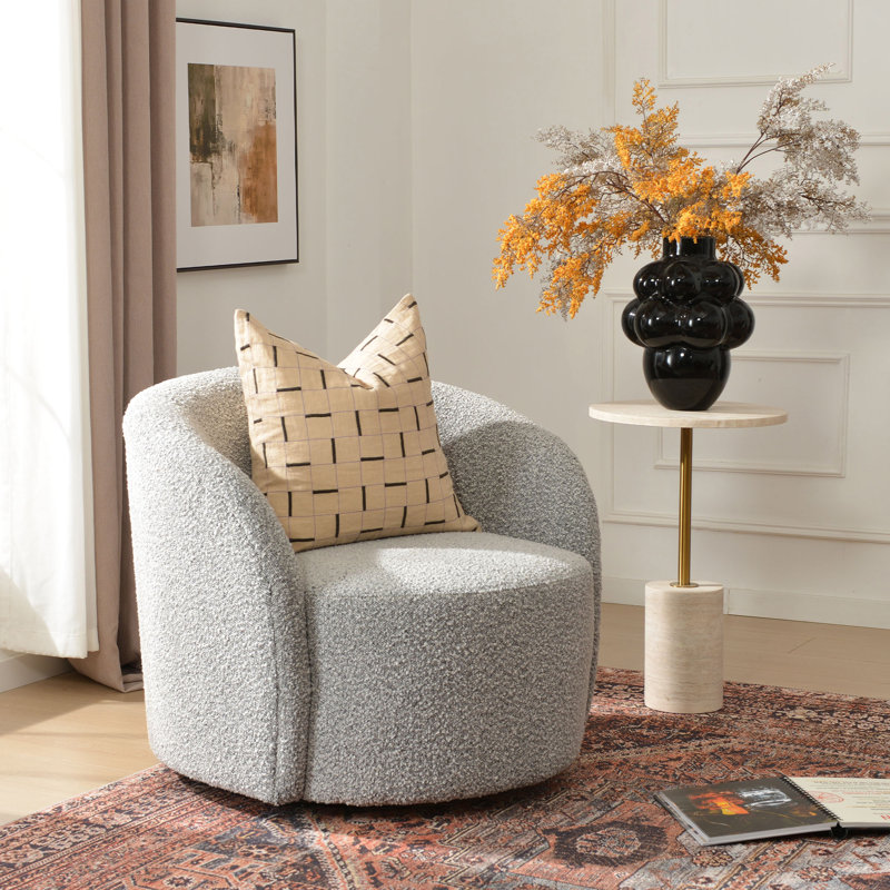 Fauteuil demi-tonneau pivotant Clcle, Noir / blanc