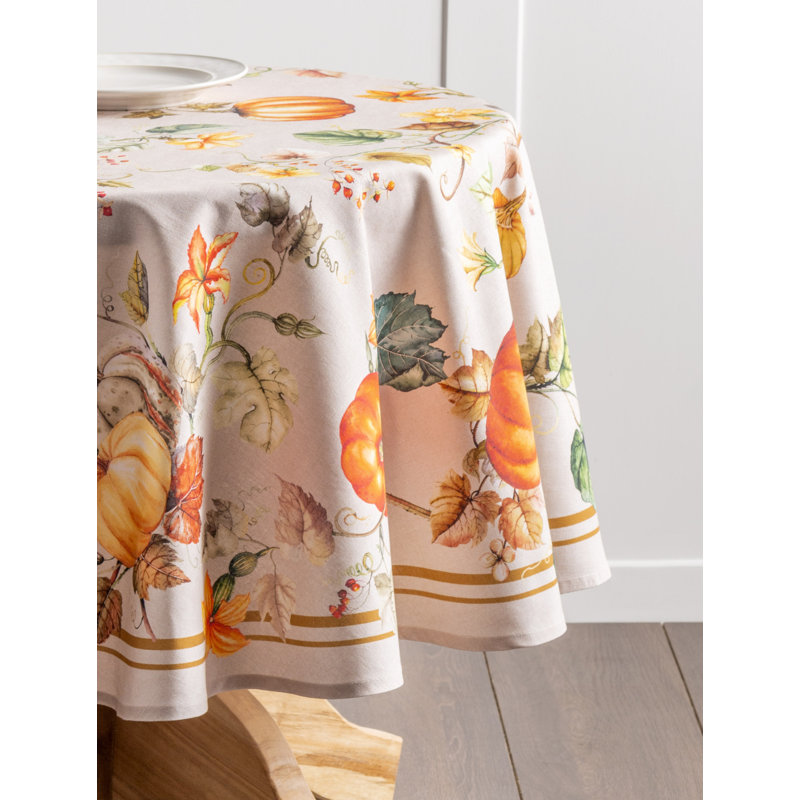 Maison d'Hermine Potiron 100% Cotton Tablecloth - 69" Round, 69" x 69"