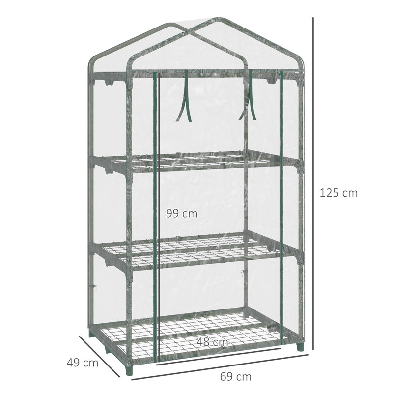3 Tier Mini 69*49*125 cm Steel 1 Piece Mini Greenhouse Clear with Roll-up Door