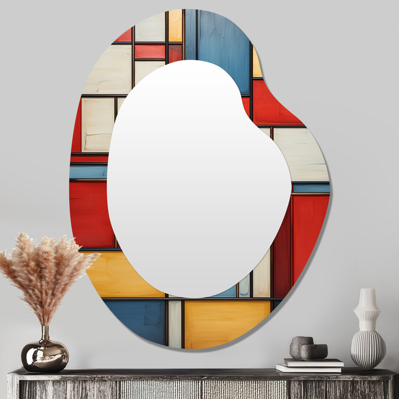 Géométrique Abstraction Composition II - Grand miroir mural irrégulier moderne à formes 3D abstraites