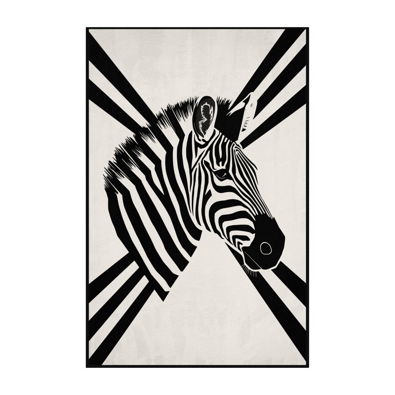 Machine Washable Oryn Zebra Modern Chevron Rug in Gray – Black Binding, 6 x 9