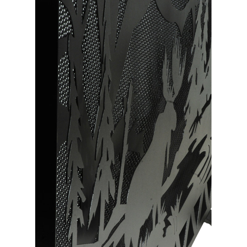 Moose Creek Single Panel Fireplace Screen, 33" H x 48" W x 8" D, Textured Black