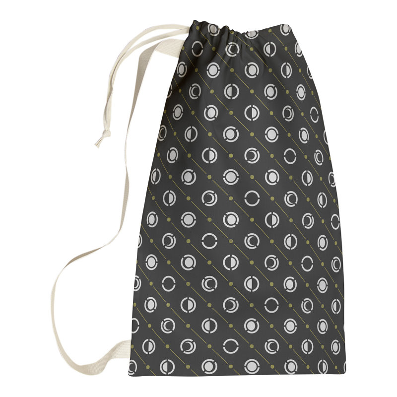 Skeffingt Fabric Laundry Bag with Handles, 36" H x 28" W x 1.5" D, Black/Yellow