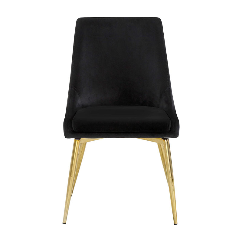 16.75'' H Velvet Upholstered Parsons Chair, Black
