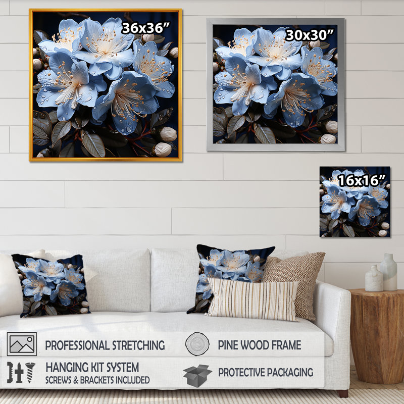 Un bouquet de rhododendrons III, Cadre simple noir, H 36 po x l 36 po x P 1,5 po