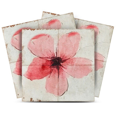 Carreau de mosaïque floral auto-adhésif en vinyle 4 po x 4 po