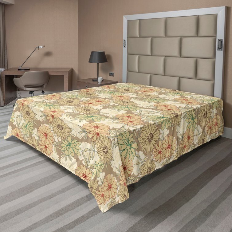 Ambesonne, drap plat floral pivoines, art botanique printanier