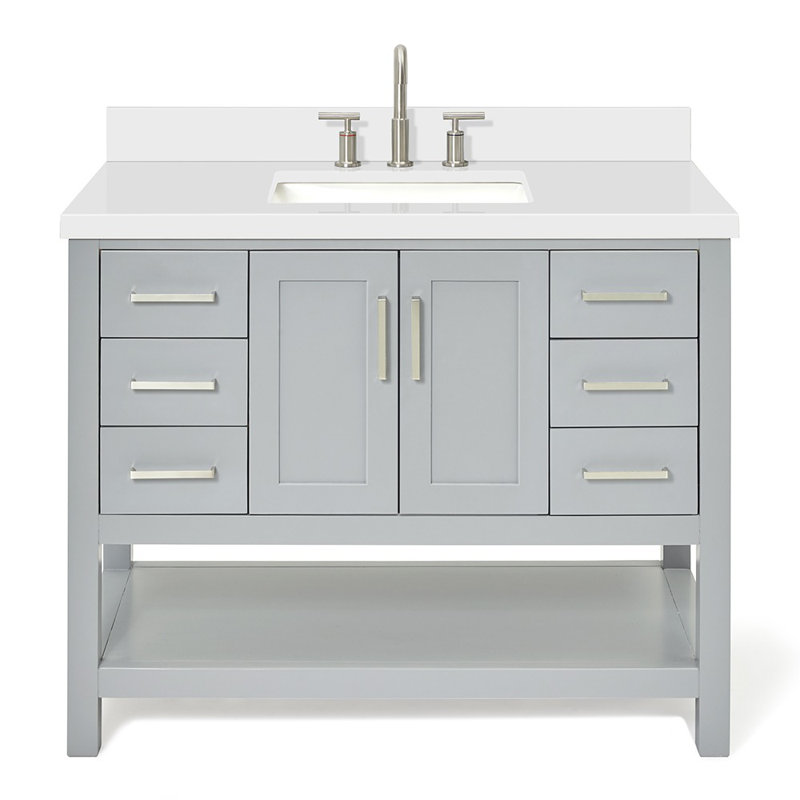 Ensemble de meuble-lavabo simple 43 po Moille, Gris, Forme rectangulaire
