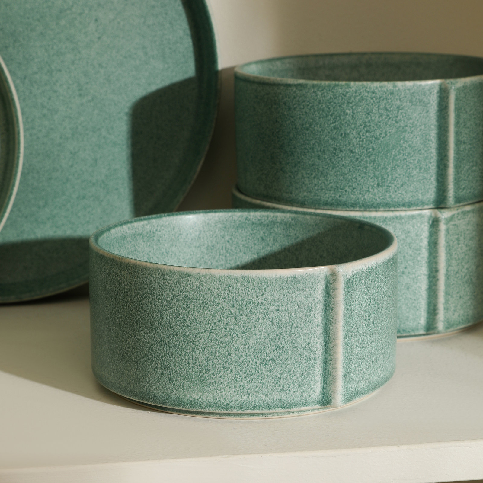 Stone Lain Bao 4-Piece Bowl Set Stoneware, Green