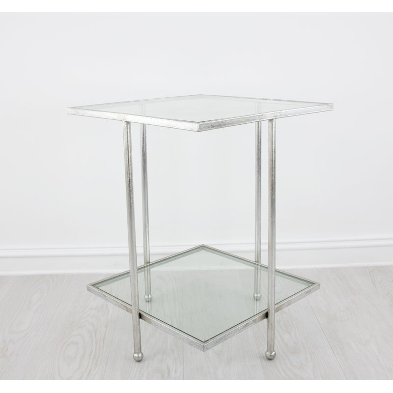 Romana End Table, Antiqued Silver Leaf
