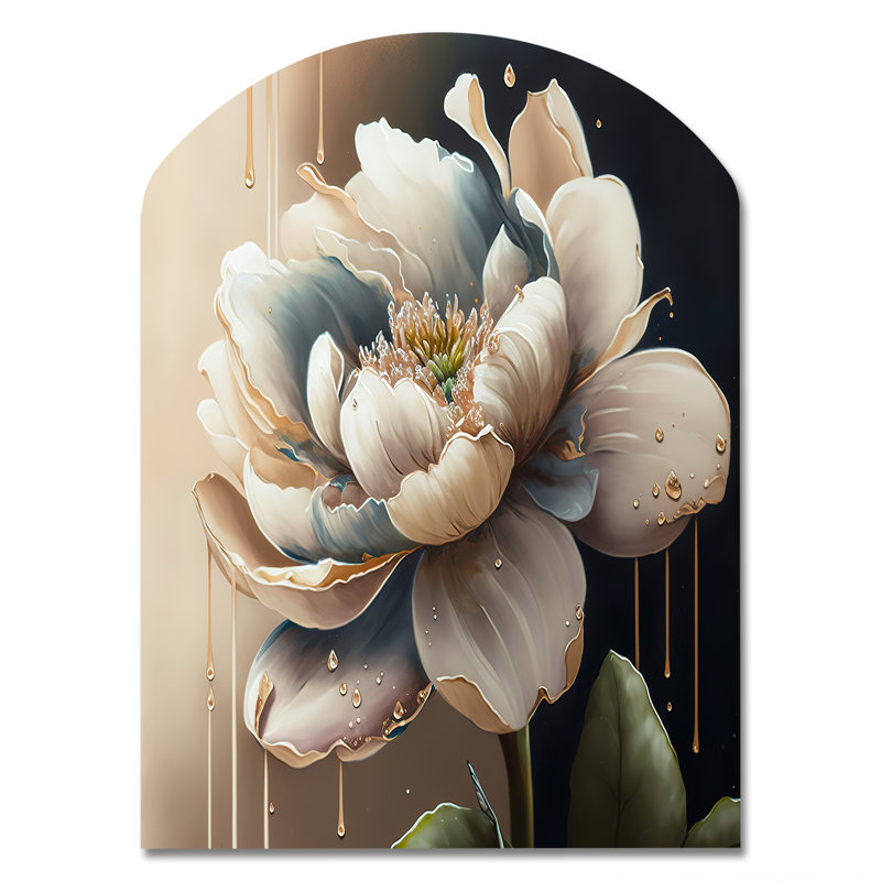 Sculpture murale crème asymétrique en forme de fleur blanche crème, H 34 po x l 25 po x P 1 po