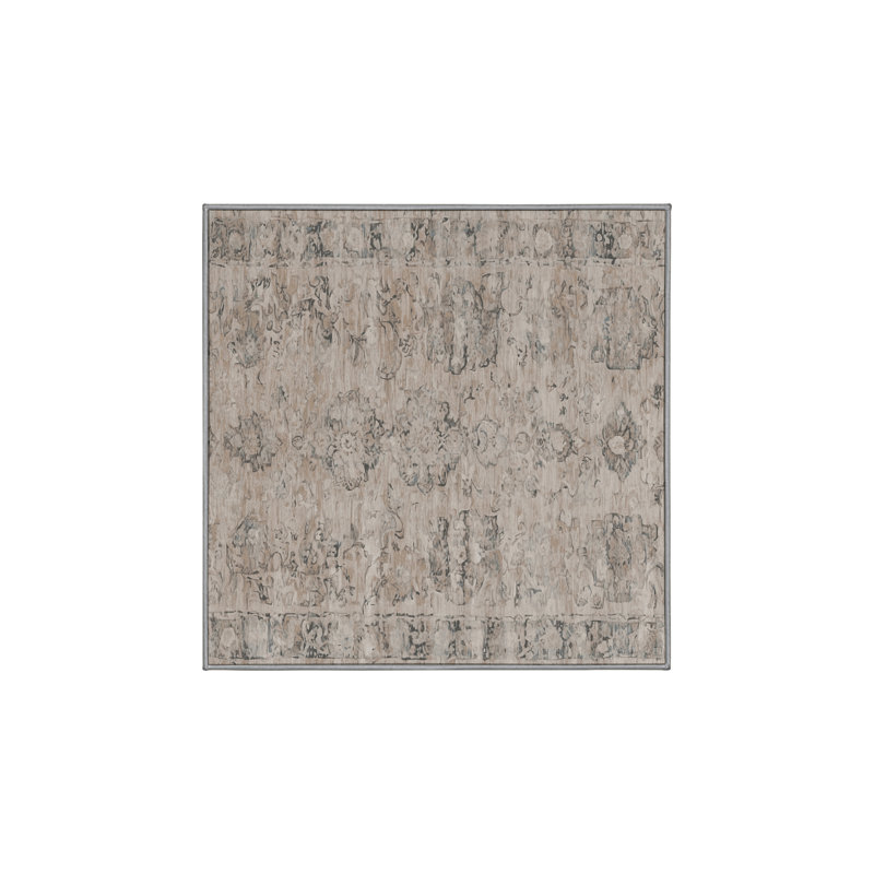 Machine Washable Gray Area Rug, Square 5'