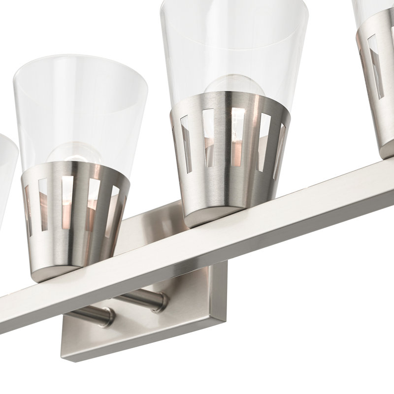 Éclairage pour meuble-lavabo à 5 lumières Yohan, Nickel brossé