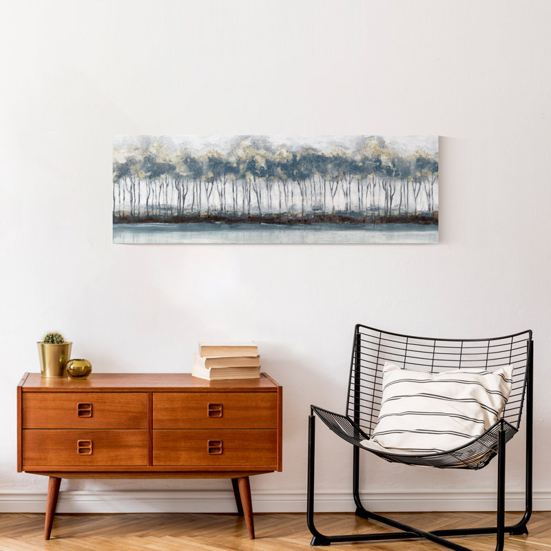 Paysage de bouleau sur toile, H 12 po x l 36 po x P 1,25 po, Sans cadre