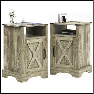 Isagani Set of 2 with Charging Station, Cabinet and Shelf
